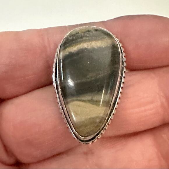 Bumblebee gemstone ring size adjustable silver overlay 925 - Picture 1 of 8